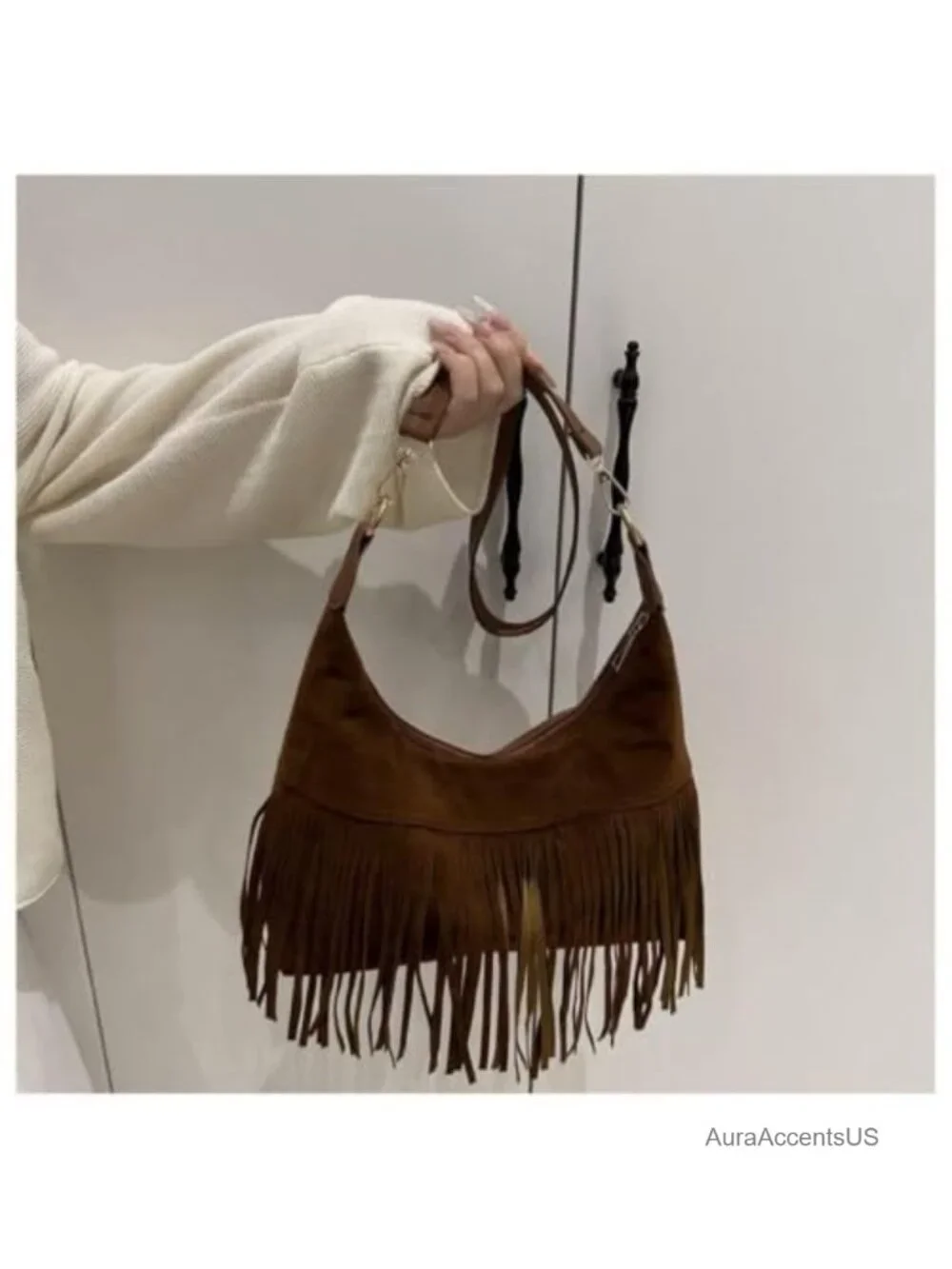 Women Fringe Hobo Bag Western Suede Shoulder Bag Crossbody Purse
